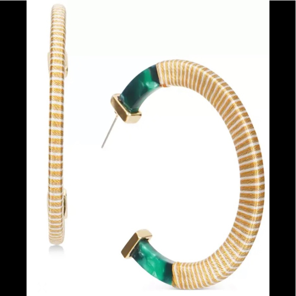 INC Gold-Tone Large Thread-Wrapped Resin C-Hoop Earrings 2.25”